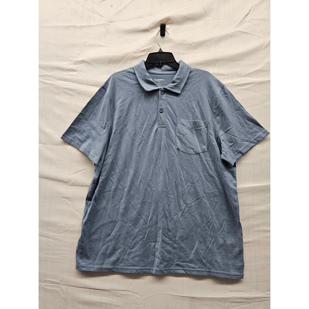 Goodfellow & Co Mens Vintage Polo Shirt Blue Cotton Relaxed Size XL